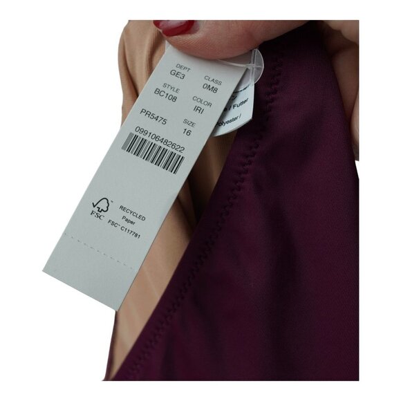 NWT Women's Purple Ruched One-shoulder One-piece Sz 16 - Picture 5 of 10